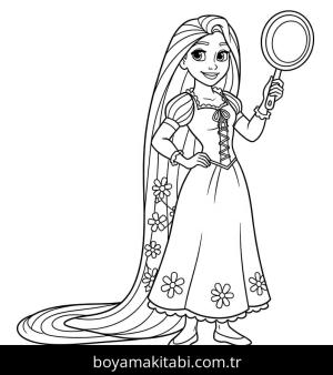 Rapunzel boyama sayfası – okul öncesi, evde etkinlik