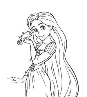 Rapunzel boyama sayfası,  coloring page, Rapunzel Gecko’yu Tutarken, 