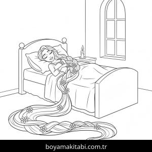 Rapunzel boyama sayfası – keyifli zaman, renkli çizimler