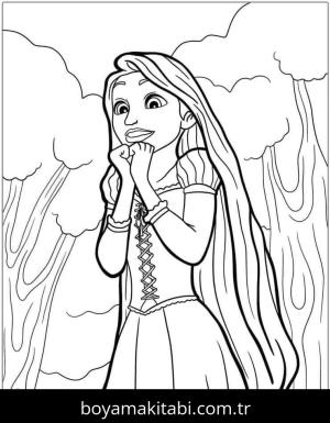 Rapunzel boyama sayfası – keyifli zaman, renkli çizimler