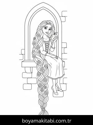 Rapunzel boyama sayfası – okul öncesi, evde etkinlik