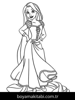 Rapunzel boyama sayfası – çizgi film temalı, basit çizim