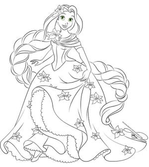 Rapunzel boyama sayfası,  coloring page, Güzel Rapunzel Koşu, 