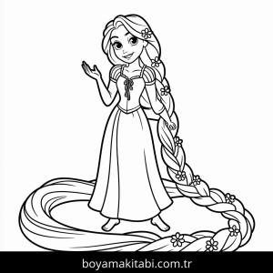 Rapunzel boyama sayfası – keyifli zaman, renkli çizimler
