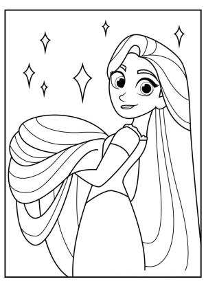 Rapunzel boyama sayfası,  coloring page, Saçını tutan Rapunzel, 