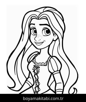 Rapunzel boyama sayfası – keyifli zaman, renkli çizimler