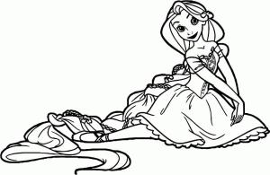 Rapunzel boyama sayfası,  coloring page, Gülümseyen güzel Rapunzel, 