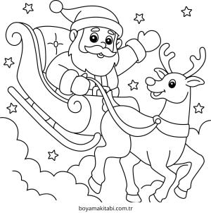 Reindeer boyama sayfası – basit çizim, kolay boyama