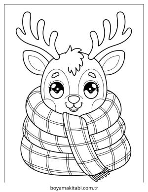 Reindeer boyama sayfası – sanatsal çalışma, çocuklar için