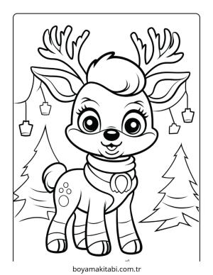 Reindeer boyama sayfası – ücretsiz yazdır, boyama etkinliği