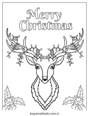 Reindeer boyama sayfası – sevimli karakter, sanatsal çalışma