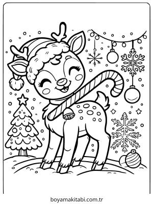 Reindeer boyama sayfası – sanatsal çalışma, çocuklar için