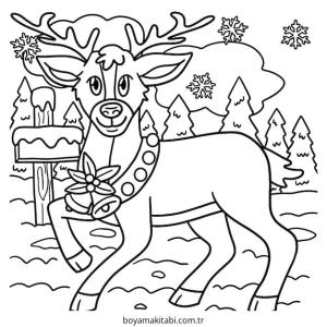 Reindeer boyama sayfası – eğitici aktivite, yaratıcılık