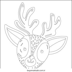 Reindeer boyama sayfası – PDF indir, sevimli karakter