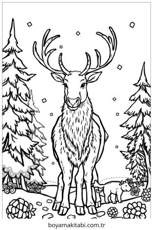 Reindeer boyama sayfası – keyifli zaman, renkli çizimler