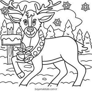 Reindeer boyama sayfası – çocuklar için, çizgi film temalı