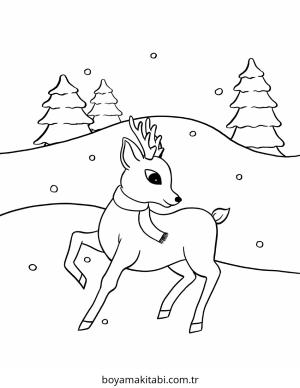 Reindeer boyama sayfası – evde etkinlik, ücretsiz yazdır