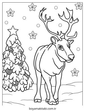 Reindeer boyama sayfası – renkli çizimler, okul öncesi