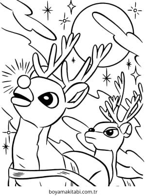 Reindeer boyama sayfası – çocuk aktivitesi, PDF indir
