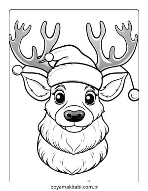 Reindeer boyama sayfası – çizgi film temalı, basit çizim