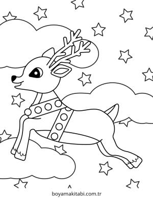 Reindeer boyama sayfası – eğlenceli etkinlik, el becerilerini geliştirir