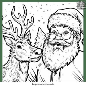 Reindeer boyama sayfası – el becerilerini geliştirir, boyama çalışması