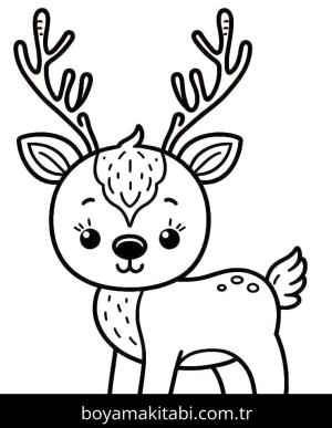 Ren Geyiği boyama sayfası – çocuklar için, çizgi film temalı