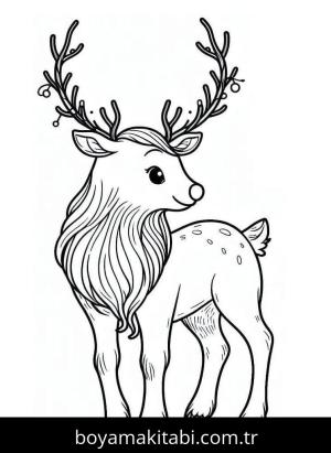 Ren Geyiği boyama sayfası – boyama çalışması, yaratıcılığı geliştirir