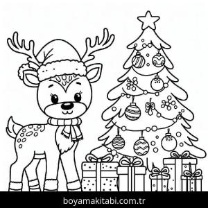 Ren Geyiği boyama sayfası – eğlenceli etkinlik, el becerilerini geliştirir
