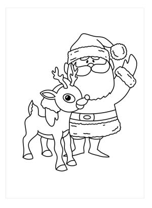 Ren Geyiği boyama sayfası,  coloring page, Ren Geyiği Ile Santa, 