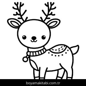 Ren Geyiği boyama sayfası – çizgi film temalı, basit çizim