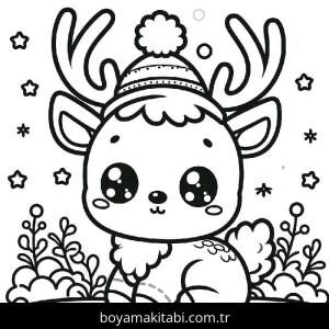 Ren Geyiği boyama sayfası – sanatsal çalışma, çocuklar için