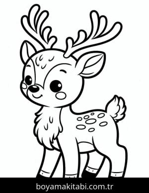Ren Geyiği boyama sayfası – basit çizim, kolay boyama