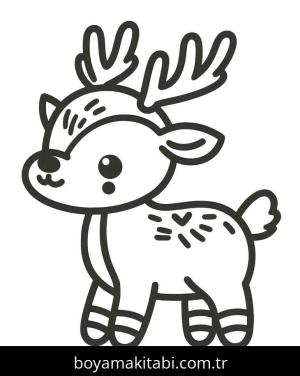 Ren Geyiği boyama sayfası – sevimli karakter, sanatsal çalışma