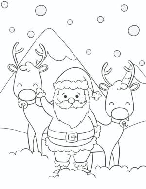 Ren Geyiği boyama sayfası,  coloring page, Santa ve iki Ren Geyiği, 