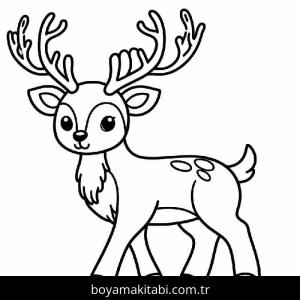Ren Geyiği boyama sayfası – PDF indir, sevimli karakter
