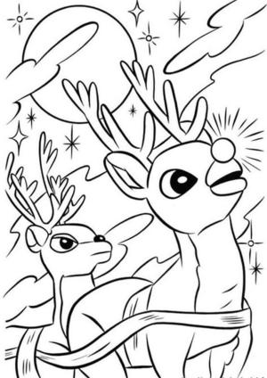 Ren Geyiği boyama sayfası,  coloring page, Kırmızı Burunlu Ren Geyiği Rudolph, 