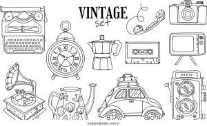 Retro boyama sayfası – boyama çalışması, yaratıcılığı geliştirir