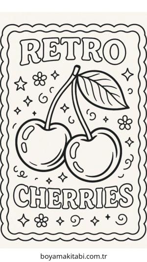 Retro boyama sayfası – sevimli karakter, sanatsal çalışma