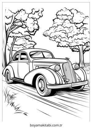 Retro boyama sayfası – çocuklar için, çizgi film temalı