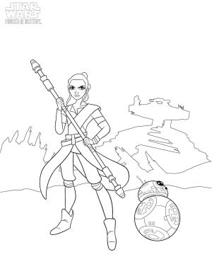 Rey boyama sayfası,  coloring page, BB-8 ve Rey, 