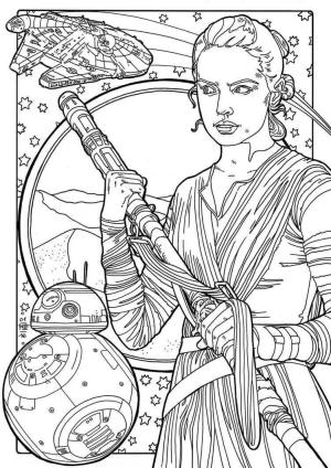 Rey boyama sayfası,  coloring page, BB-8 ile Rey, 