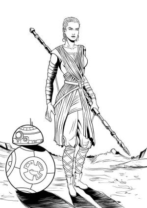 Rey boyama sayfası,  coloring page, Ray ile BB-8, 