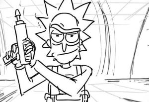 Rick And Morty boyama sayfası,  coloring page, Rick With A Gun, 