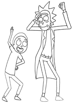 Rick And Morty boyama sayfası,  coloring page, Mutlu Rick ve Morty, 