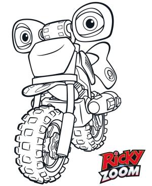 Ricky Zoom boyama sayfası,  coloring page, Dirt Bike Loop, 