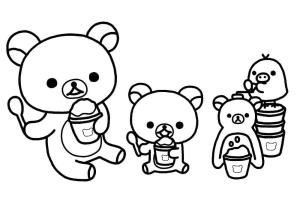 Rilakkuma boyama sayfası, Rilakkuma coloring page, Ücretsiz Rilakkuma, 