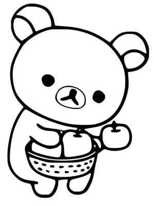 Rilakkuma boyama sayfası, Rilakkuma coloring page, Rilakkuma ve Elmalar, 