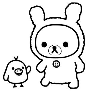 Rilakkuma boyama sayfası, Rilakkuma coloring page, Kiiroitori ve Korilakkuma Ücretsiz, 