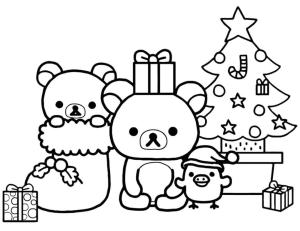 Rilakkuma boyama sayfası, Rilakkuma coloring page, Noel’de Rilakkuma, 